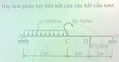 Hãy tính phản lực liên kết của các kết cấu sau: