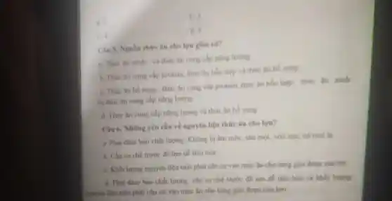 a. a
b. 3
c. 4
d. 5
Câu 5. Nguồn thức ân cho lợn gồm có?
a. Thire in xanh và thức ân cung cấp nǎng lượng
b. Thire in cung cấp protein, thức ǎn hỗn hợp và thức in bo sung
c. Thức lin bo sung , thức ǎn cung cấp protein, thức ân hỗn hợp, thức in xanh
và thức ǎn cung cấp nǎng lượng
d. Thức ân cung cấp nǎng lượng và thức ǎn bổ sung
Câu 6. Những yêu cầu về nguyên liệu thức ǎn cho lợn?
a. Phài đàm bảo chất lượng: Không bị âm mốc, sâu mọt, vớn cục, có mùi lạ
b. Cần so chế trước để lợn dể tiêu hóa
c. Khối lượng nguyên liệu trộn phải cǎn cứ vào mức ǎn cho từng giai đoạn của lợn
d. Phài đàm báo chất lượng, cần sơ chế trước để lợn dễ tiêu hóa và khối lượng
nguyên liệu trộn phải cân cứ vào mức ǎn cho từng giai đoạn của lợn