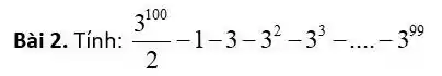 Bài 2. Tính: (3^100)/(2)-1-3-3^2-3^3-ldots -3^99