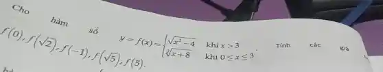 f(0),f(sqrt (2)),f(-1),f(sqrt (5)),f(5)
Tính
các
giá