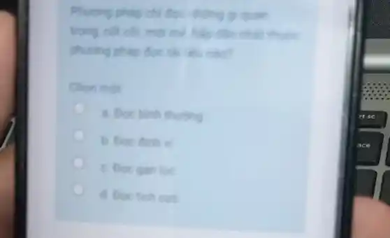 Phurong phas
trong côt côi, mol dần
phương phap doc nào?
Chon mot
a. Doc binh thuthe
b. Doc dinh vi
c. Doc gan loc
d. Doctich cue