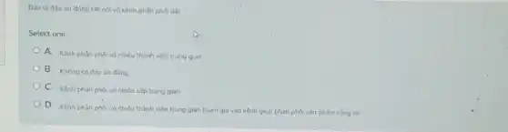 Đầu là đáp án đúng kHi nói về kênh phân phối dài
Select one:
A. Kênh phân phói có nhiều thành viên trung gian
B. Không có đáp án đúng
C. Kênh phân phối có nhiều cấp trung gian
A
D. Kênh phân phối có nhiều thành viên trung gian tham gia vào kênh giúp phân phối sản phẩm rông rai