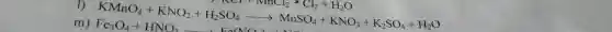 1)
KMnO_(4)+KNO_(2)+H_(2)SO_(4)arrow MnSO_(4)+KNO_(3)+K_(2)SO_(4)+H_(2)O