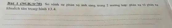 Bài 1 (SGK/tr70)So sánh sự phàn xạ ánh sáng trong 2 trường hợp: phản xạ và phản xạ
khuếch tán trong hình 13.4.
__