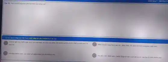 Câu 18: Đâ là biều hiệ 1 ban đầu của bện h câu trùng gà?
A
kiệt sức
Con vật gầy rộc , thiếu máu, mà 0, da nhợt nhạt, xu lôn Ig, sã cảnh, mắt nhằm ngt liên, bó ǎn,chết do mất máu và
C GHuống nhiều nước, tiêu chấy với phân chữ thức ǎn không tiêu
B ) Phân chuyển sang dạng sáp nâu, phân sống, lẫn máu và cuối cùng phân toàn máu
D Xác gầy, ướt , thiếu máu; manh trài ng và ruột non >xuất huyết trần lan và chữa nhiều mậu.