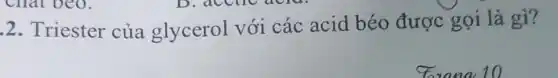 chat oeo.
2. Triester của glycerol với các acid béo được gọi là gì?