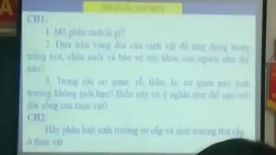 cm
2 Dura tren vong đời của sinh và để ing dung trong
trùng trot, chân nuôi và bảo về sức khoe con nguon nhu thể
nào?
3. Trong các co quan: re, thân, li cơ quan nào sinh
trường không giới hạn?Dieu này có y nghĩa nhu thế nào với
đơi song của thực vật?
Hily phân biệt sinh trướng so cắp và sinh trung thức clp
a thure vat
1. Mophin sinh là gi?