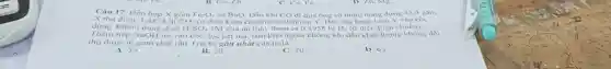 Câu 17. Hỗn hợp X gồm Fe_(2)O_(3) và BaO. Dẫn khi CO di qua ống sử nung nóng dựng 43,4 gam
X thu được 1,4874 lít CO2 (ở điều kiện chuẩn) và chất rắn Y. Hòa tan hoàn toàn Y vào cốc
dựng 400ml dung dịch H_(2)SO_(4) IM vừa đủ thấy thoát ra 0,4958 lít H2 (ở điều kiện chuấn).
tiếp NaOH dư vào cốc, lọc kết tủa làm khô ngoài không khi đền khối lượng không đồi
thu được m gam chất rǎn. Giá trị gần nhất của m là
A
B. 50
C. 70
D. 65