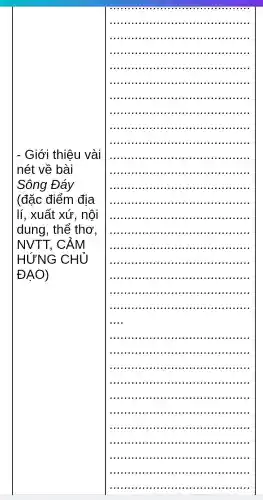 - Giới thiêu vài
nét về bài
Sông Đáy
(đặc điểm địa
lí . xuất xứ , nội
dung , thể thơ.
NVTT . CẢM
HỨNG CHỦ
ĐẠO)
__
. . .
IIII IIII III III III III IIII III III
IIIIII III III III III III IIII III IIII
IIIII IIII IIII IIII III III IIII III IIII .
IIII III IIII III IIII III III IIII III II
IIII III III III III III III IIII III
IIII III IIII III IIII III III IIII IIII
IIII III IIII III III III III III III
.....III IIII III III III III III III
.......III IIII III III III IIII IIII II
IIII III III III IIII III III III III
.......III IIII III III III III III III
.......III III III III III III IIII III
.......III III III IIII III IIII III .
........IIIII III III III III IIII IIII
.......IIII III III IIII IIII III III
....III ...III IIII III III III .
...III III IIII III III III III III III
...III III III III III III III III
__
IIII III III III III III III IIII III
III III III III III III III III III III
IIIII III III IIII III III III III III
III III III III III III III IIII III III
III III IIII III III III III III III III
IIII III III III III III III IIII III II
IIII III IIII III III III IIII IIII IIII
III III IIII III III III III IIII III .