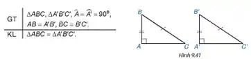 GT
Delta ABC,Delta A'B'C',hat (A)=hat (A')=90^circ 
AB=A'B',BC=B'C'
KL Delta ABC=Delta A'B'C'