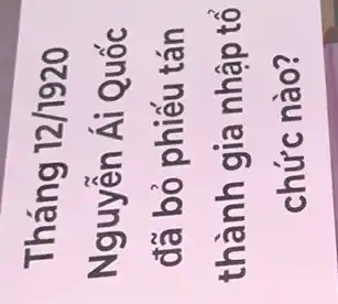 Tháng 12/1920
Nguyễn Ái Quốc
đã bỏ phiếu tán
thành gia nhập tố
chức nào?
